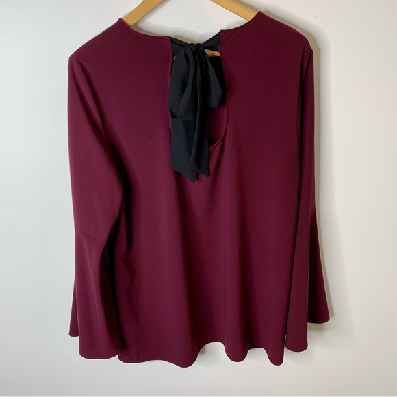Halogen Plum Blouse with Bow and Bell Sleeve - Picture 2 of 7